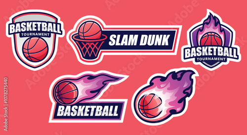Cool Basketball Stickers for All Basketball Community. Sport and Competition Illustration Theme.
