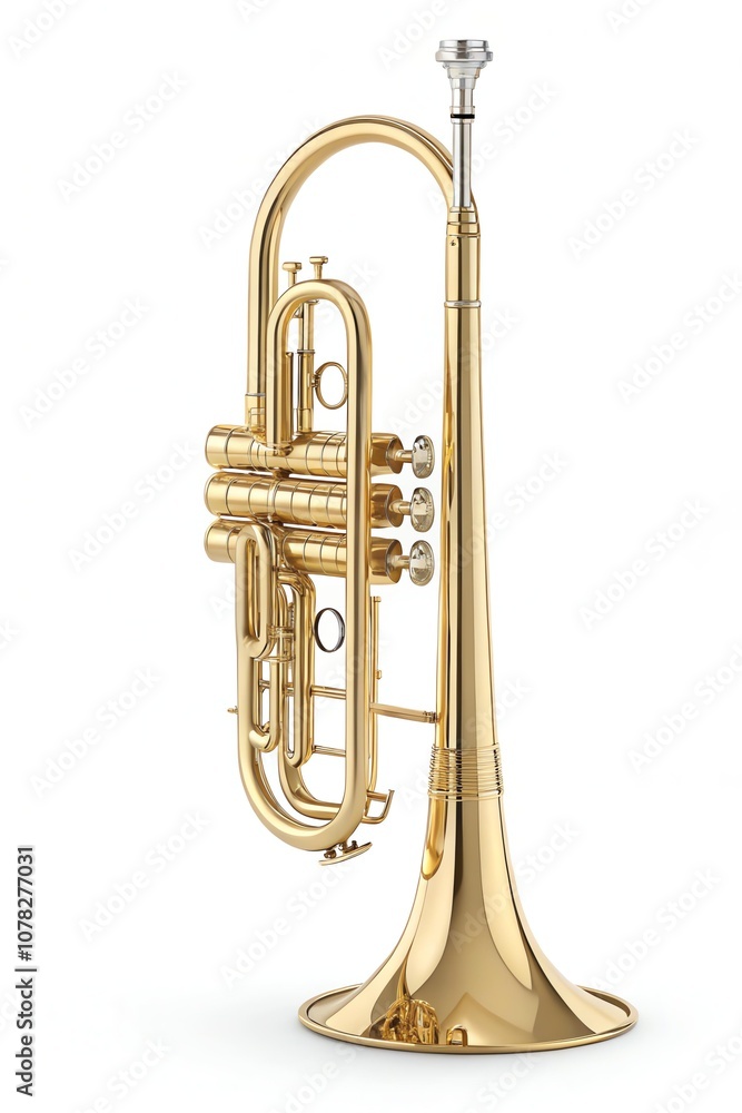 Fototapeta premium Beautifully crafted golden trumpet, perfect for music lovers and musicians alike.