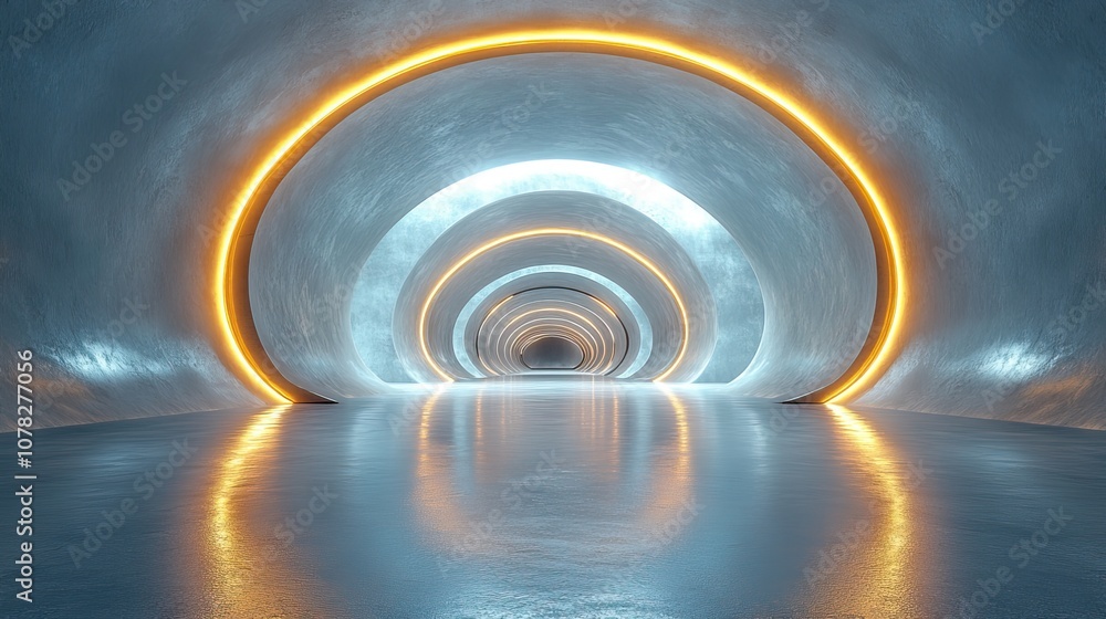 Obraz premium empty tunnel with futuristic style 3d rendering 360 degree seamless panoramic view