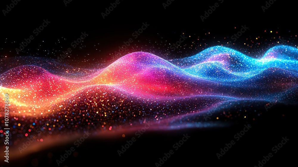 Fototapeta premium flowing glowing neon lines with black background 3d rendering