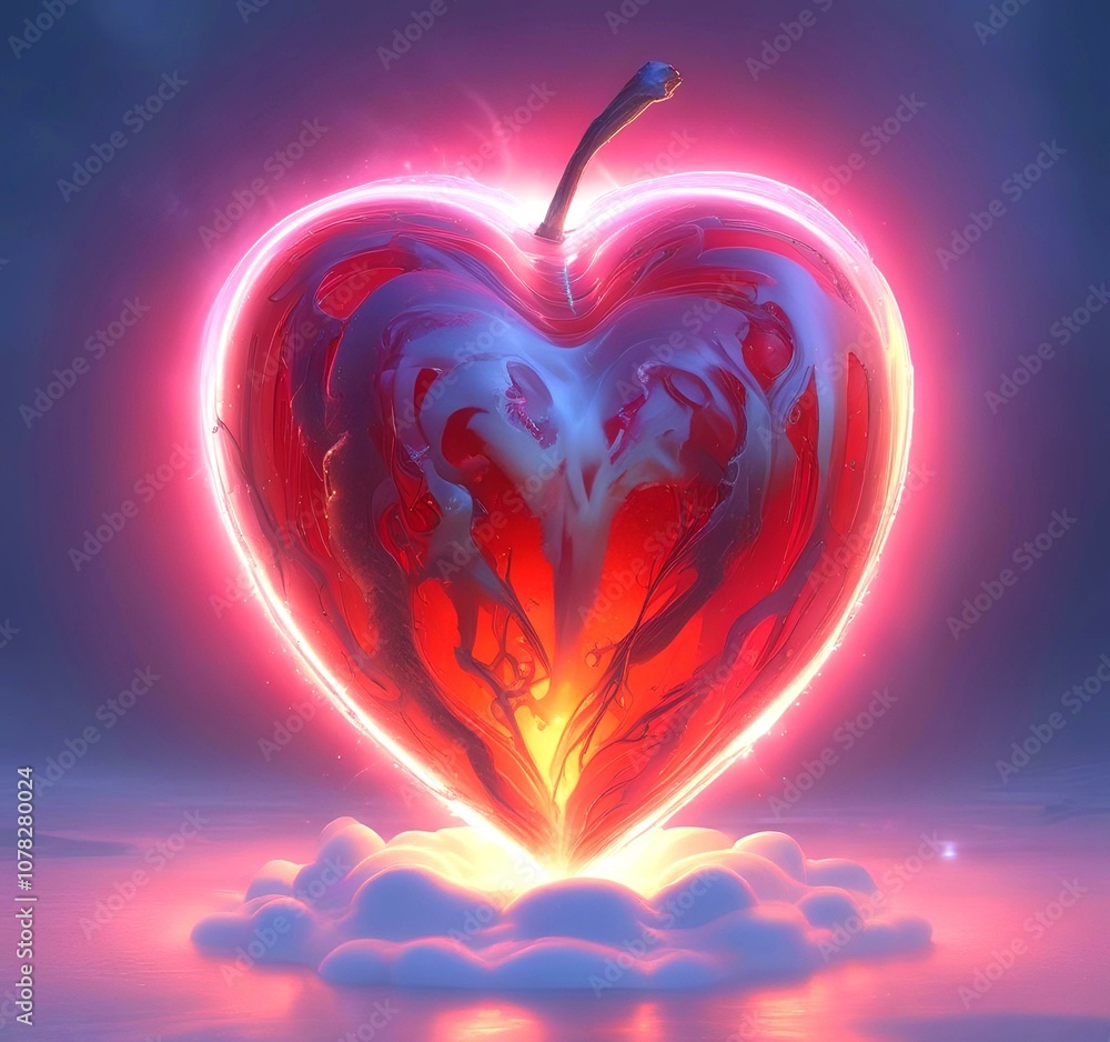 Illustration of heart shape inside apple. Illustration of heart shape inside apple.