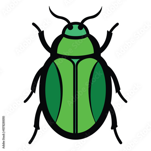 Solid color Green June Beetle animal vector design