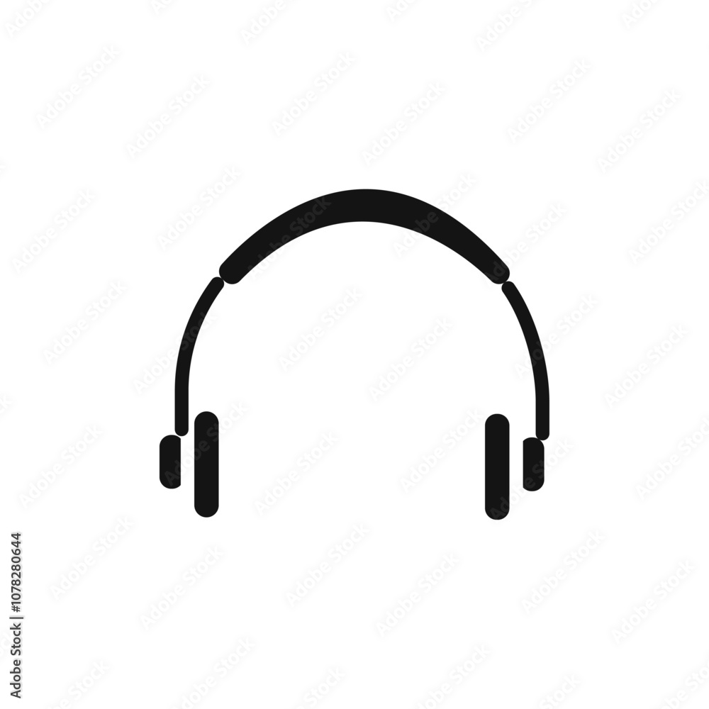 Headphones icon Flat simple outline set Headphones icon Flat simple outline set