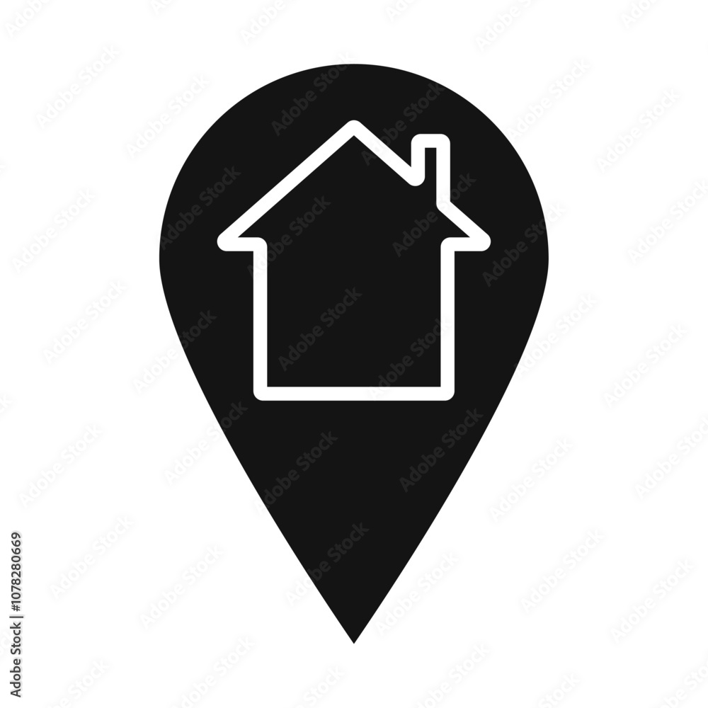 Home location icon Flat simple outline set Home location icon Flat simple outline set