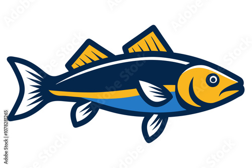 Walleye Fish Color Vector Illustration.