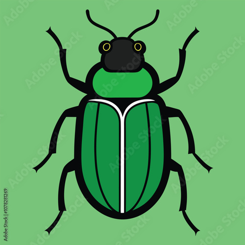 Solid color Green June Beetle animal vector design