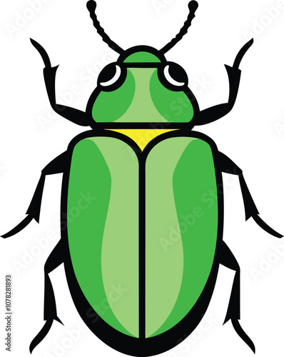 Solid color Green June Beetle animal vector design