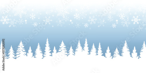 cold winter landscape fir border and snow background vector illustration