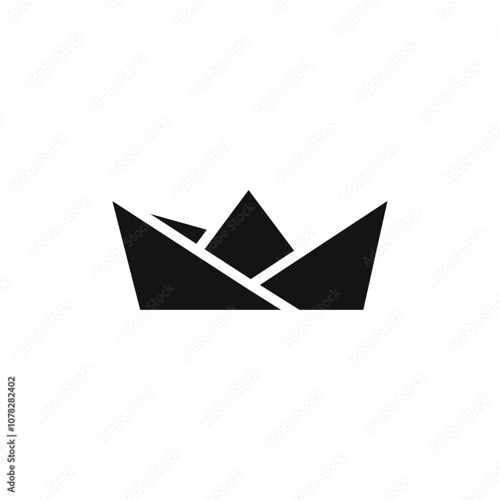 Paper Boat icon Flat simple outline set Paper Boat icon Flat simple outline set