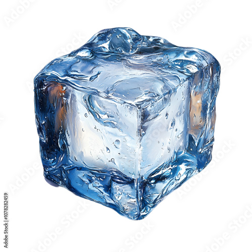 Ice cube isolated on transparent background, png. photo