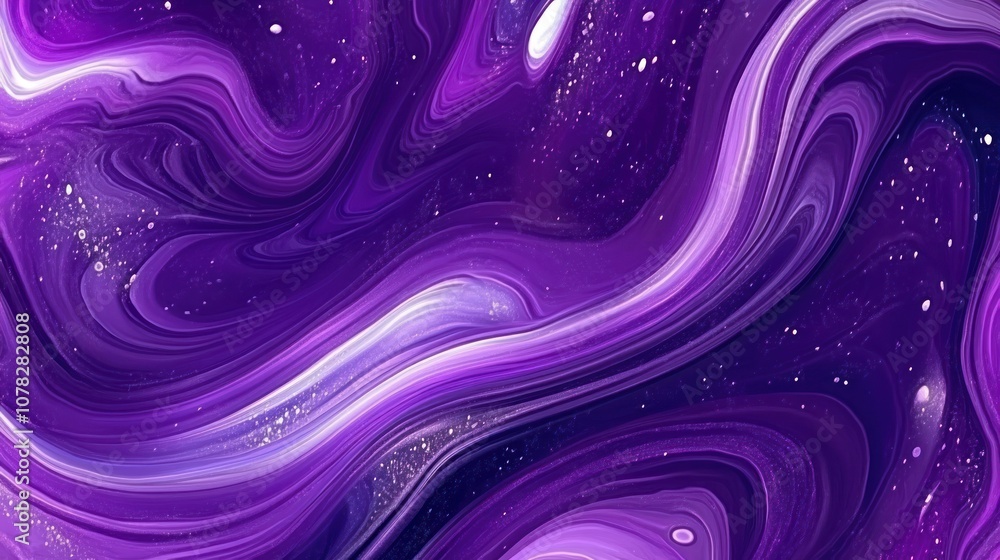 Abstract Purple and White Swirling Liquid with Glitter Abstract Purple and White Swirling Liquid with Glitter