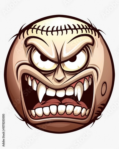 Angry Cartoon Face. Baseball Cartoon Character with Aggressive Expression and Sporty Theme