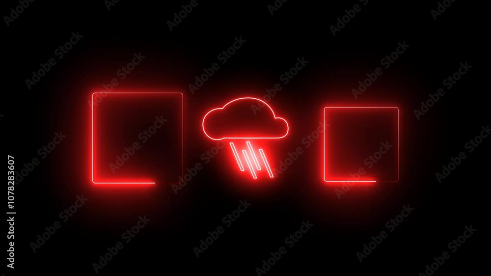 Glowing rectangle sing symbol on black background Glowing rectangle sing symbol on black background