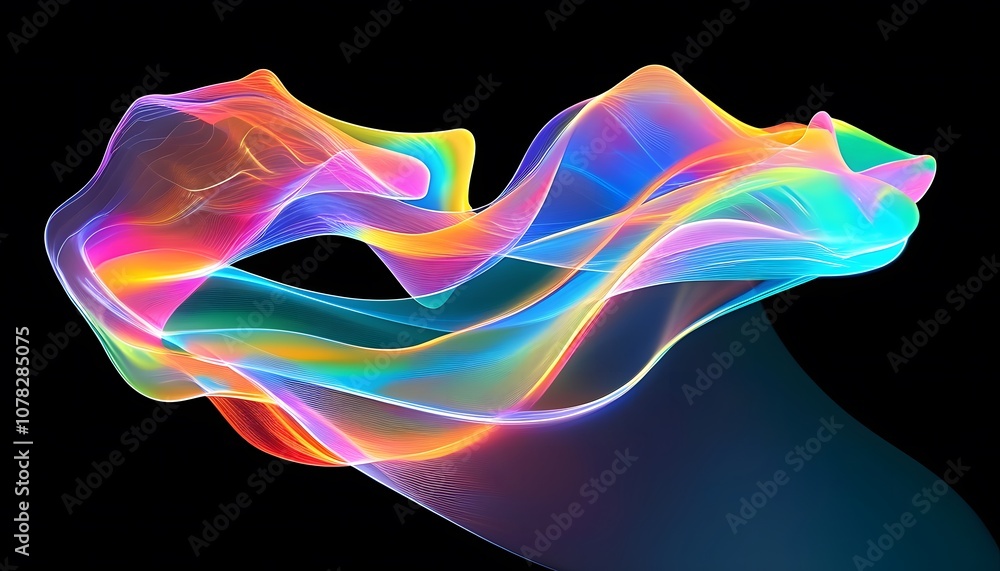 An elegant array of holographic shapes, glowing softly with colorful hues, forming an abstract composition with a sense of floating motion. An elegant array of holographic shapes, glowing softly with colorful hues, forming an abstract composition with a sense of floating motion.