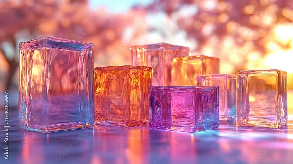 gradient glasses and cubes 3d rendering gradient glasses and cubes 3d rendering