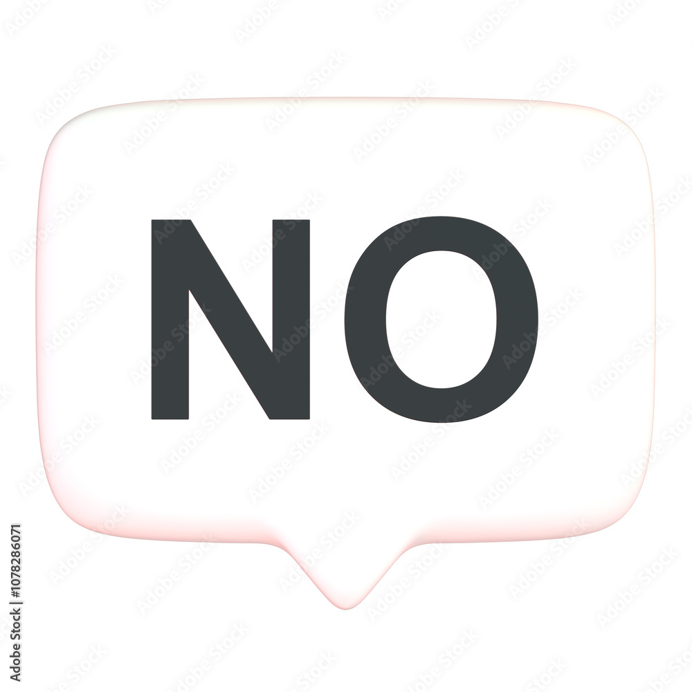 NOの文字の吹き出し3Dアイコン(正面)