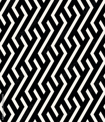 Vector seamless pattern. Modern stylish texture. Repeating geometric tiles with weaved bold zigzag. Bold monochrome zig zag. Trendy graphic design. Can be used as swatch for illustrator.