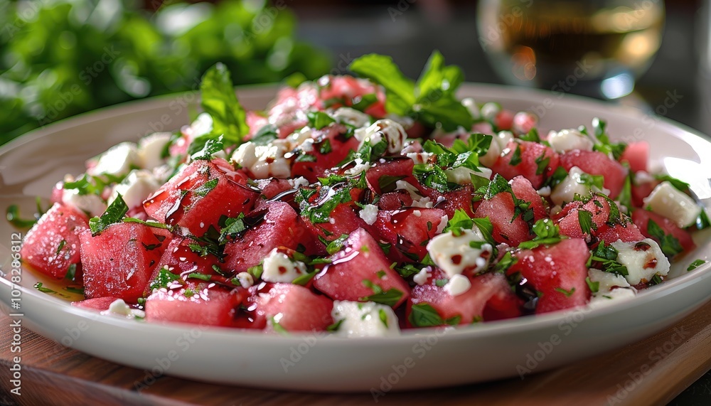Watermelon, Feta, and Mint Salad with Balsamic Glaze Watermelon, Feta, and Mint Salad with Balsamic Glaze