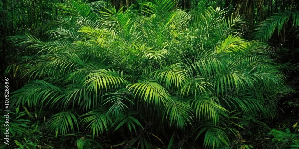 Lush green foliage of tropical plants creating a dense, vibrant natural habitat. Lush green foliage of tropical plants creating a dense, vibrant natural habitat.
