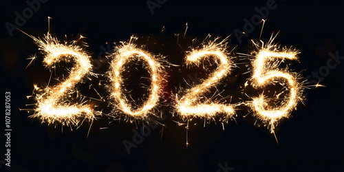 2025 made with fireworks, happy new year concept