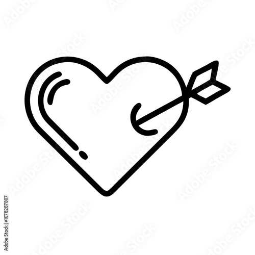 Heart with arrow icon in black outline symbolizing love