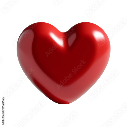 3D glossy red heart shape isolated on black background.