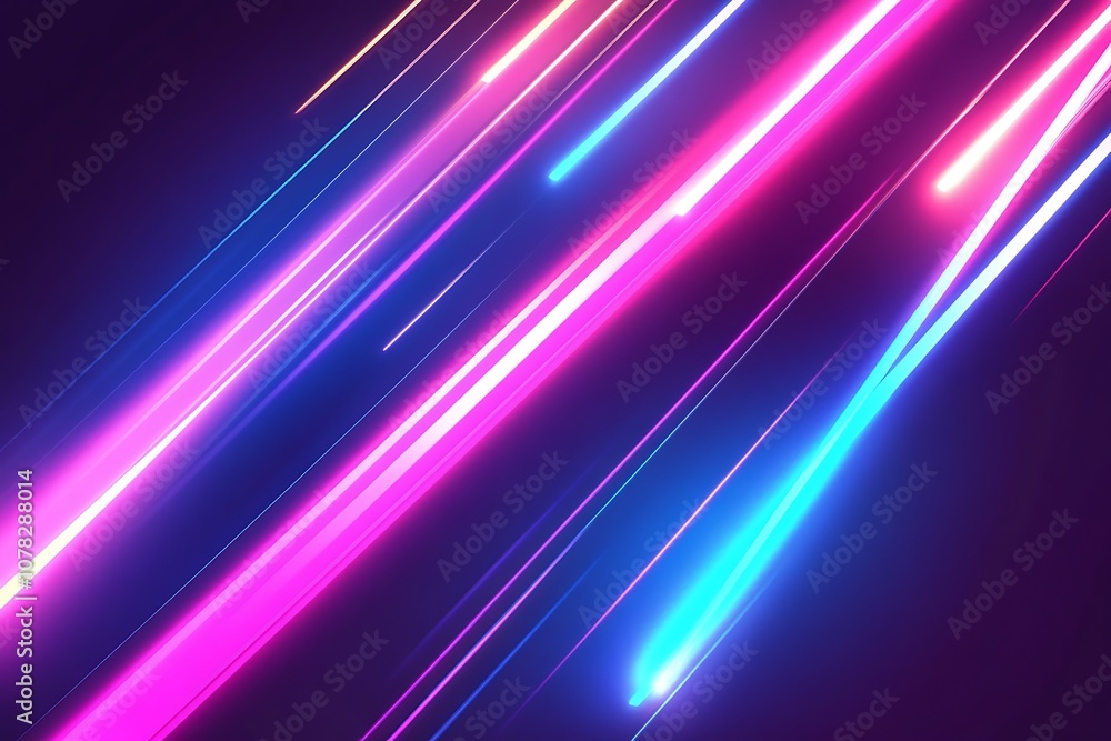 Glowing neon light beams in motion Glowing neon light beams in motion