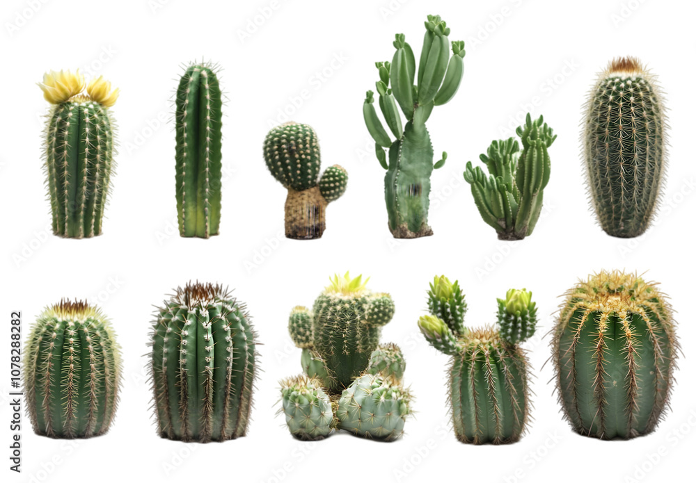 Set of cactuses isolated on transparent background, png. Set of cactuses isolated on transparent background, png.