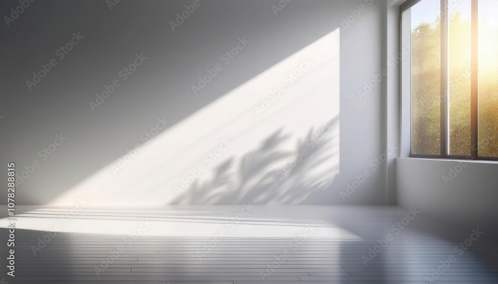 Pale gray wall with soft, cool morning light from nearby window. Pale gray wall with soft, cool morning light from nearby window.