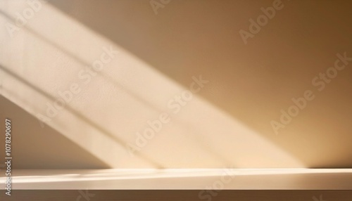 Light beige wall with warm natural sunlight glow.