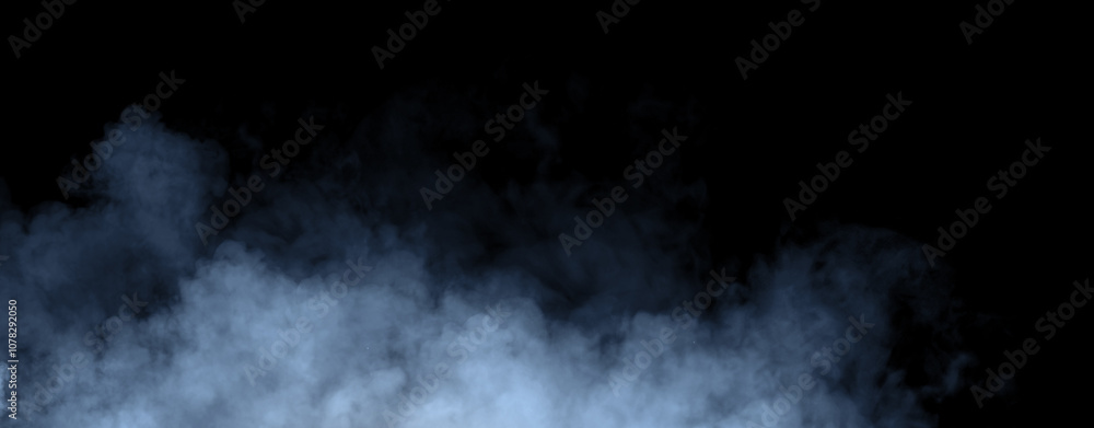 Panoramic view blue misty fire smoke background. Abstract texture overlays for copyspace. Stock illustration. Panoramic view blue misty fire smoke background. Abstract texture overlays for copyspace. Stock illustration.