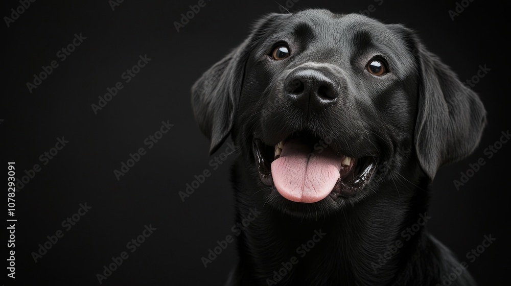 A black Labrador with its tongue sticking out, a happy expression A black Labrador with its tongue sticking out, a happy expression