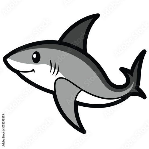 Solid color Grey Reef Shark animal vector design