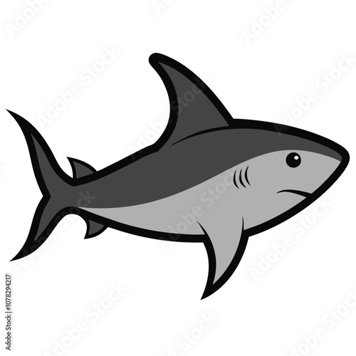 Solid color Grey Reef Shark animal vector design