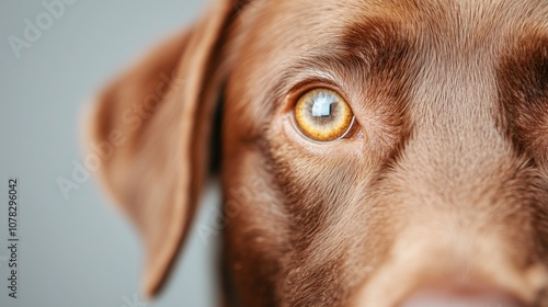 Wallpaper Mural Close-up of a dog's eye with golden-brown hues and detailed fur texture, highlighting the dog's calm and focused gaze. Torontodigital.ca