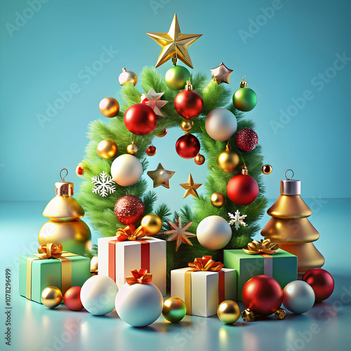 3D Christmas Elements Composition