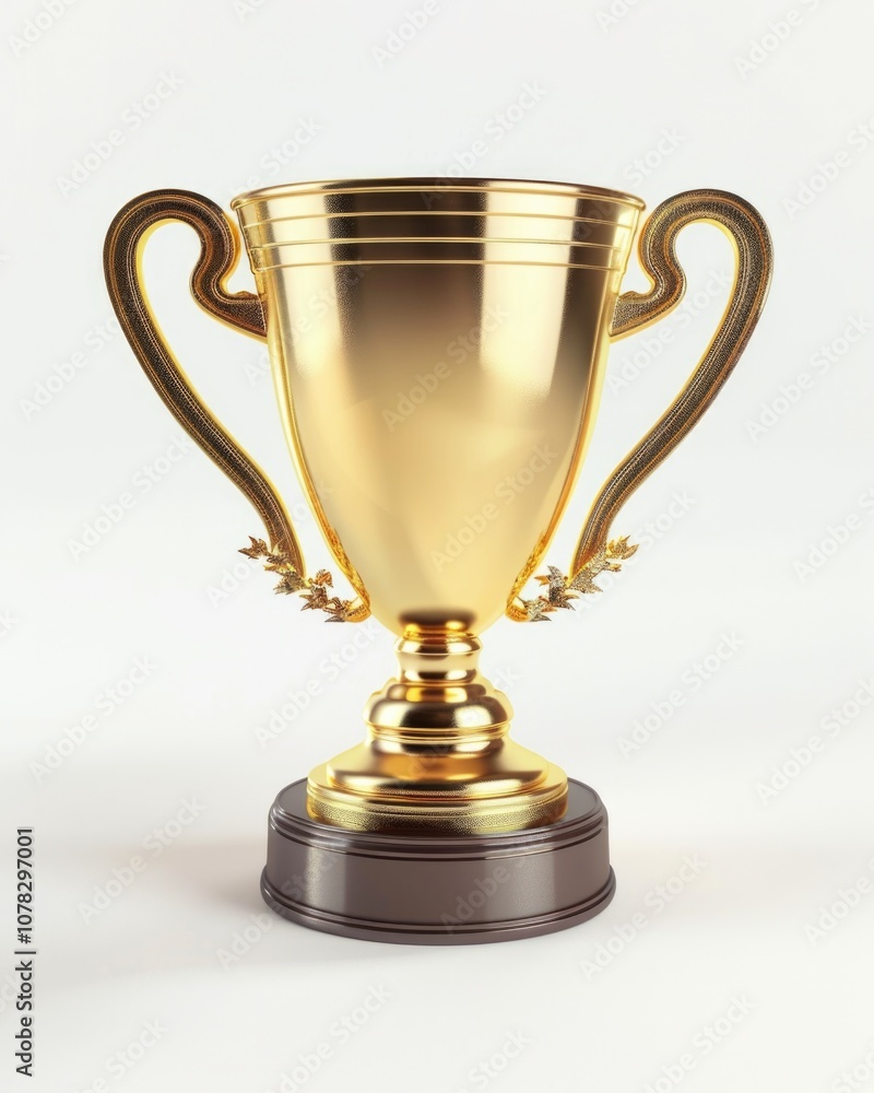 Cup Trophy. Gold 3D Rendering of First Place Trophy Cup for Winner Cup Trophy. Gold 3D Rendering of First Place Trophy Cup for Winner
