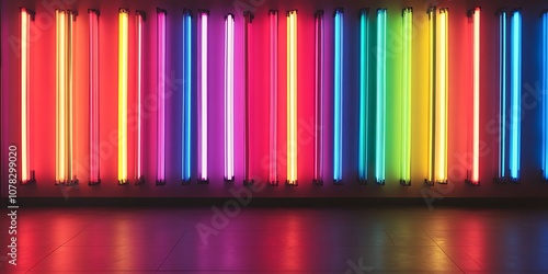 Vertical streaks of neon light