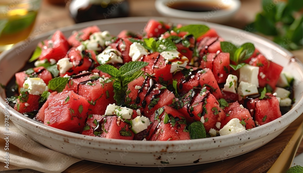 Watermelon and Feta Salad with Mint and Balsamic Glaze Watermelon and Feta Salad with Mint and Balsamic Glaze
