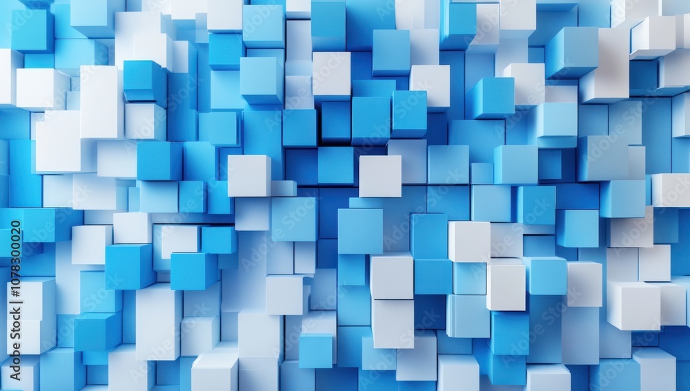 Abstract Blue and White 3D Cube Pattern Abstract Blue and White 3D Cube Pattern