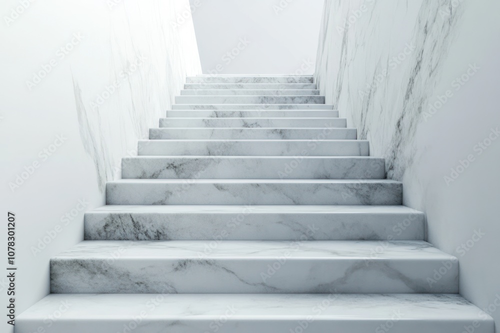 Fototapeta premium Marble Staircase, A Modern Minimalist Interior Design