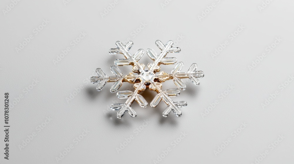 Beautifully detailed snowflake resting on a plain white surface, capturing the frozen elegance and complexity of a winter flake. Beautifully detailed snowflake resting on a plain white surface, capturing the frozen elegance and complexity of a winter flake.