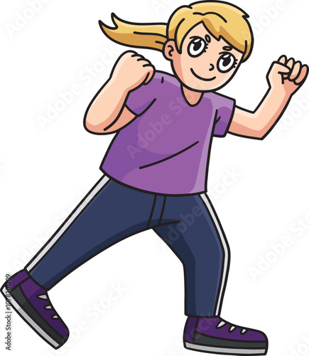 Boxing Female Boxer Training Cartoon Clipart