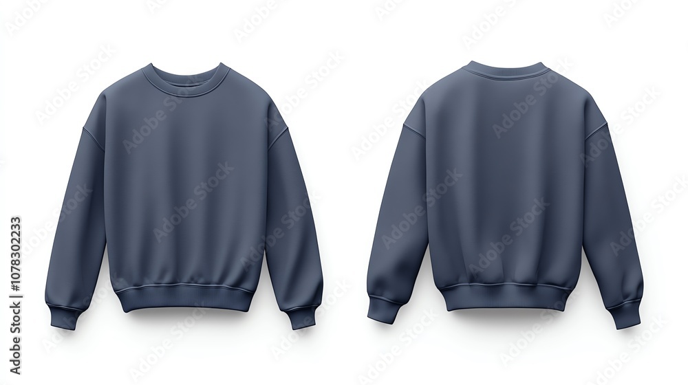 Blue Crewneck Sweatshirt Front and Back View.