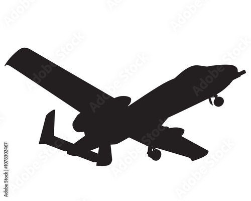 Combat aircraft silhouette. Below view. Vector illustration