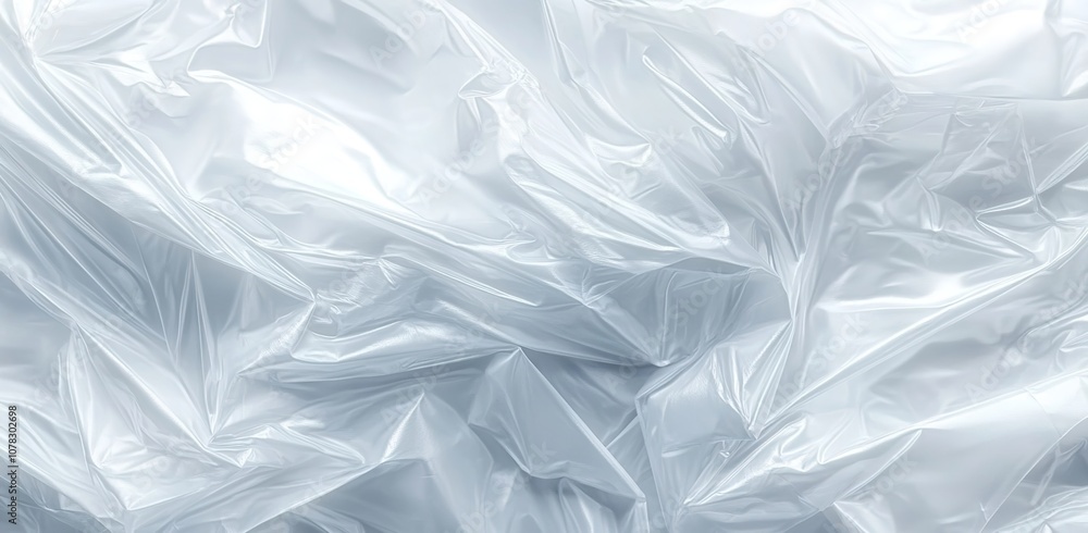 Fototapeta premium White plastic bag texture, transparent and soft plastic film material, white background 