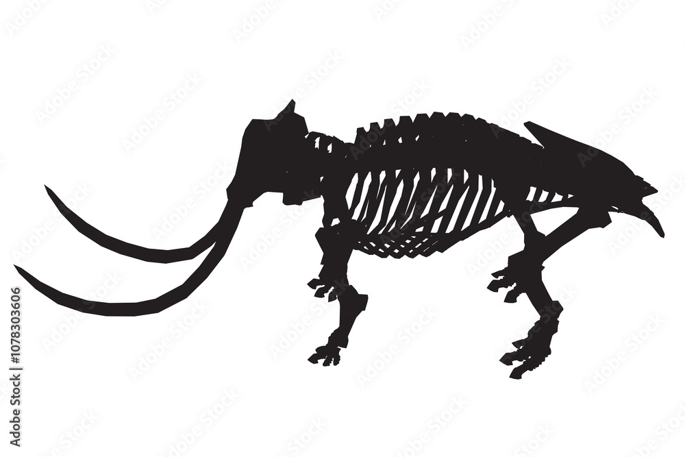 Vector Illustration of silhouette Mammoth Skeleton Isolated on White Background Vector Illustration of silhouette Mammoth Skeleton Isolated on White Background