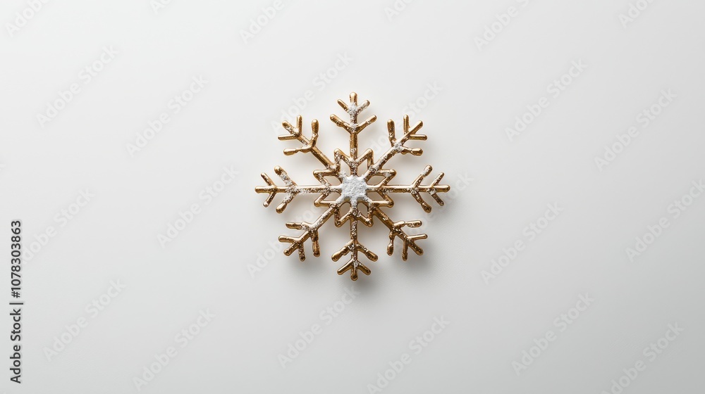 Close-up of a single, intricate snowflake on a pure white background, showcasing delicate patterns and symmetry Close-up of a single, intricate snowflake on a pure white background, showcasing delicate patterns and symmetry