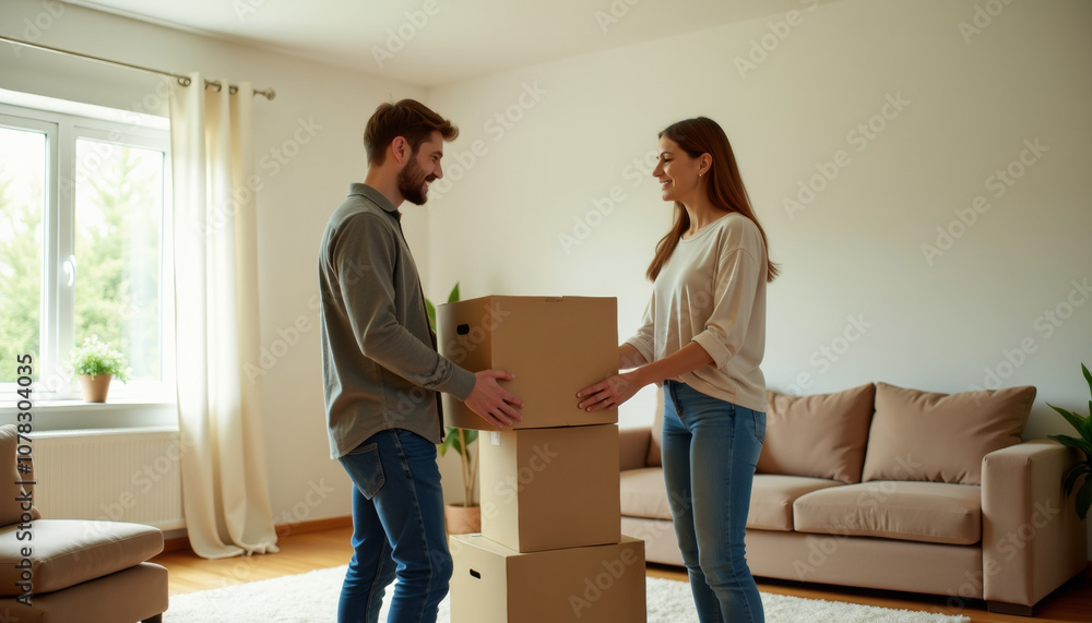 Couple Moving Together in a New Home Couple Moving Together in a New Home