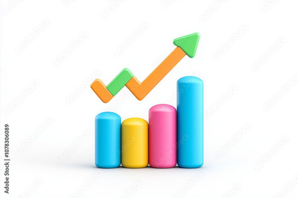stock market chart icon, plasticine 3D style, bright colors and simple lines, isolated on white background stock market chart icon, plasticine 3D style, bright colors and simple lines, isolated on white background
